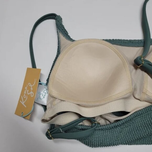 KONA SOL Textured Moss Green Square Neck Bikini Top - Picture 5 of 6